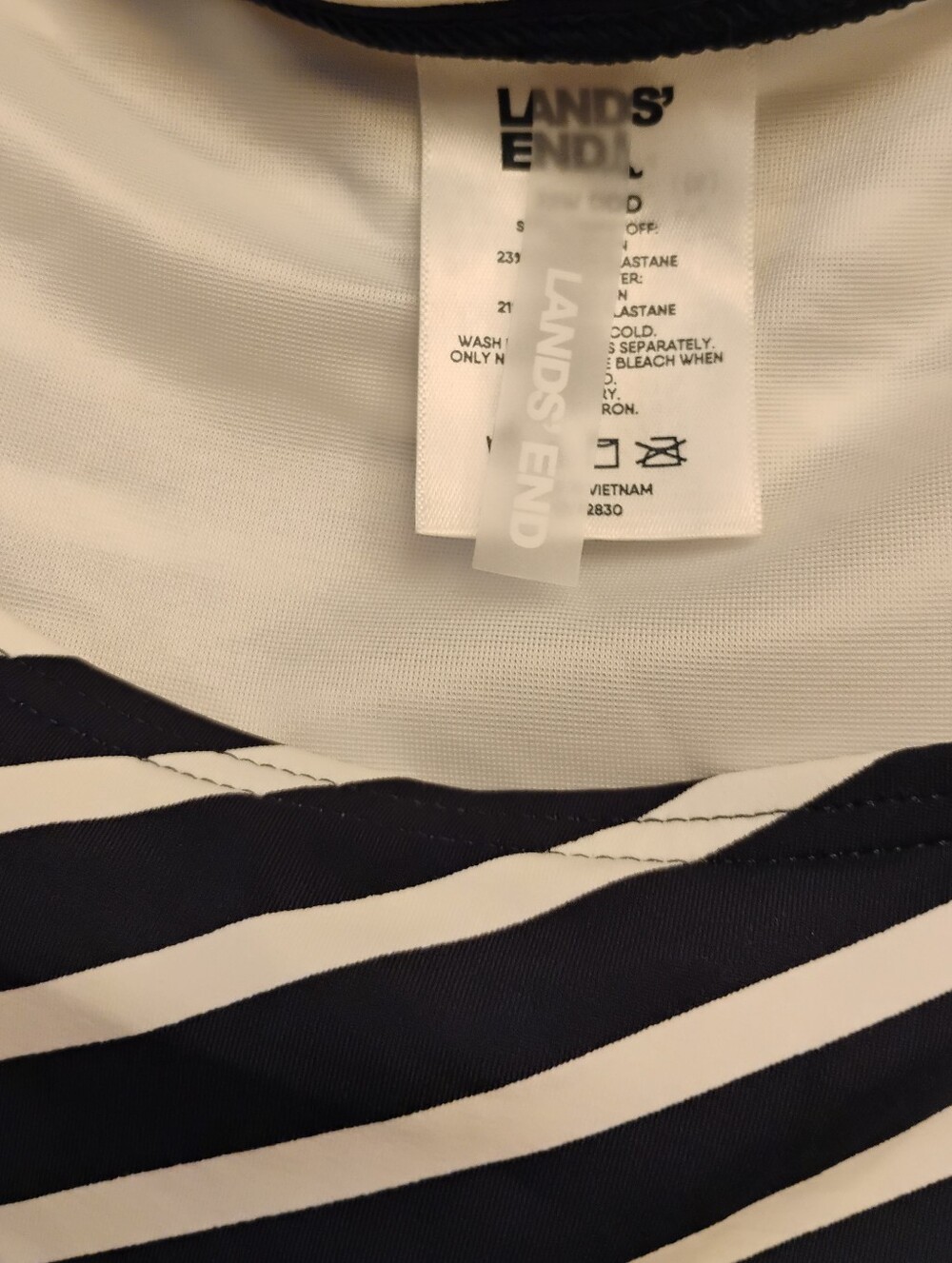 Lands End Plus Size 22W DDD Cup High Neck Tankini TOP Deep Sea Diagonal Stripe - Picture 9 of 12